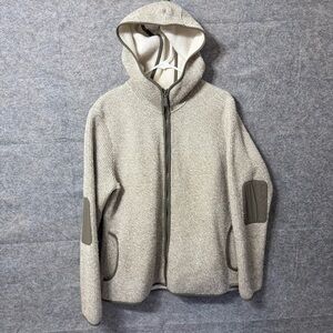 Merrell Sweater Jacket Knit Sherpa Lined Full Zip Elbow Patches Mens Sz XL Olive